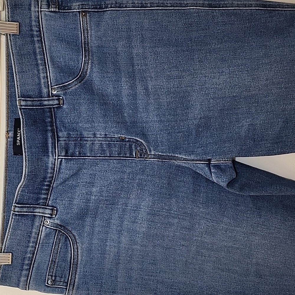 SPANX JEANS High-Rise Flare Authentic Blue Meduim Blue Strechable Pants Size XL - Picture 7 of 16